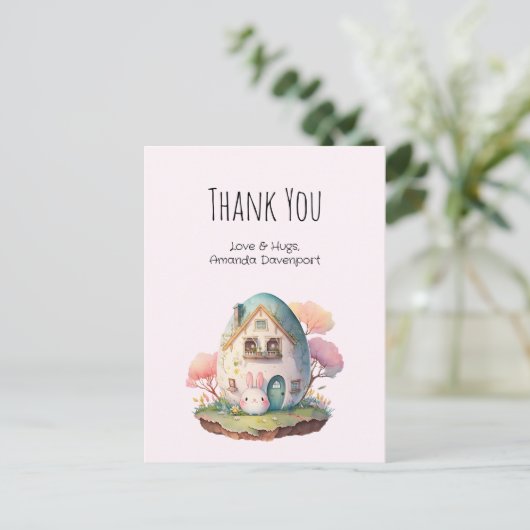 かわいいピンクのウサギ ありがとう（Kawaii Style） ポストカード (スタンド正面)