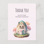 かわいいピンクのウサギ ありがとう（Kawaii Style） ポストカード (正面)