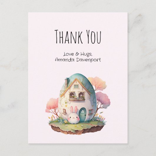 かわいいピンクのウサギ ありがとう（Kawaii Style） ポストカード (正面)