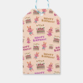 かわいいピンクのウサギ＆いちごのケーキ　子供の誕生日 ギフトタグ (裏面)
