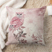 かわいいピンクのウッドランドフクロウ クッション (ブランケット)