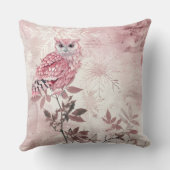 かわいいピンクのウッドランドフクロウ クッション (裏面)