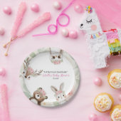 かわいいピンクのウッドランド動物の女の子ベビーシャワー ペーパープレート (パーティー)