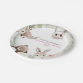 かわいいピンクのウッドランド動物の女の子ベビーシャワー ペーパープレート (アングル)