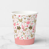 かわいいピンクのウッドランド動物パーソナライズされた誕生日 紙コップ (右)