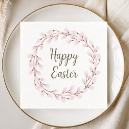 かわいいピンクのウメハリ Happy Easter  スタンダードカクテルナプキン