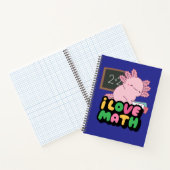 かわいいピンクのウーパールーパー教室デザイン - I Love Math ノートブック (内部)