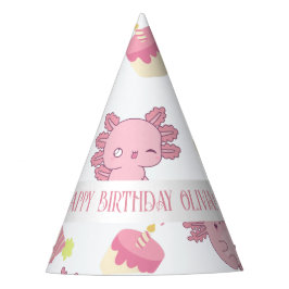 かわいいピンクのウーパールーパー漫画 子供の誕生日 パーティーハット