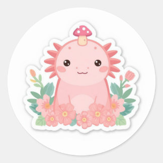 かわいいピンクのウーパールーパー ラウンドシール