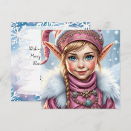 かわいいピンクのエルフ | メリークリスマス オーダーメイド シーズンカード