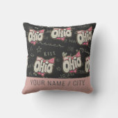 かわいいピンクのオハイオの愛のパターンの装飾 クッション (裏面)