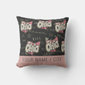かわいいピンクのオハイオの愛のパターンの装飾 クッション (正面)