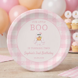 かわいいピンクのオバケのハロウィンお誕生日紙皿 ペーパープレート