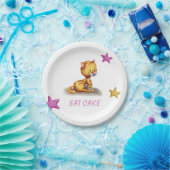 かわいいピンクのオレンジ色の猫 ペーパープレート (パーティー)