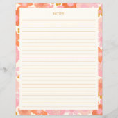 かわいいピンクのオレンジ色の花ブライダルシャワーレシピページ (裏面)