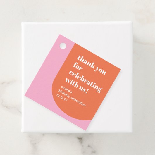 かわいいピンクのオレンジ21歳の誕生日カスタムありがとう フェイバータグ (インサイチュ)