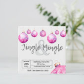 かわいいピンクのオーナメント クリスマス ジングル＆ミンゲル 招待状 (スタンド正面)