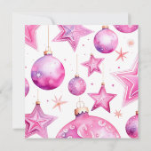 かわいいピンクのオーナメント クリスマス ジングル＆ミンゲル 招待状 (裏面)