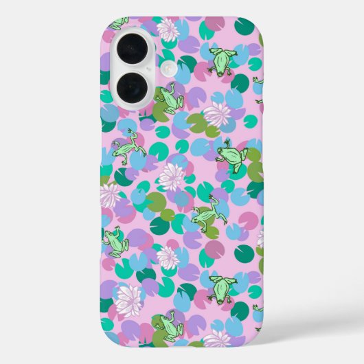 かわいいピンクのカエルの《植物》スイレン ガーリー Case-Mate iPhoneケース (裏面)