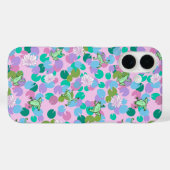 かわいいピンクのカエルの《植物》スイレン ガーリー Case-Mate iPhoneケース (裏面 (横))