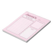 かわいいピンクのカスタマイズ可能なTodoリスト ノートパッド (回転)