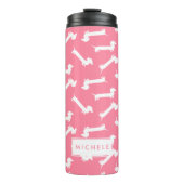 かわいいピンクのカスタムなダックスフントパターン タンブラー (正面)