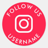 かわいいピンクのカスタムinstagramソーシャルメディア ラウンドシール (正面)