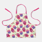 かわいいピンクのカップケーキとマフィンパターン エプロン (正面)