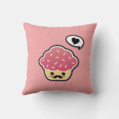 かわいいピンクのカップケーキと口ひげ クッション (裏面)