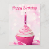 かわいいピンクのカップケーキの写真でカスタムハッピーバースデー ポストカード (正面)