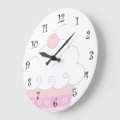 かわいいピンクのカップケーキの柱時計 ラージ壁時計 (傾斜)