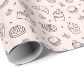 かわいいピンクのカップケーキの誕生日包装紙 ラッピングペーパー (ロールコーナー)