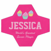 かわいいピンクのカップケーキカスタムのの女の子用サッカーボール サッカーボール (フラット)