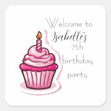 かわいいピンクのカップケーキシール