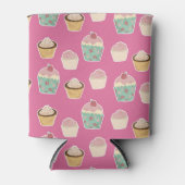 かわいいピンクのカップケーキパターン 缶クーラー (正面)