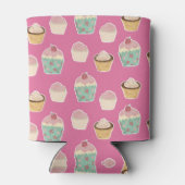 かわいいピンクのカップケーキパターン 缶クーラー (裏面)