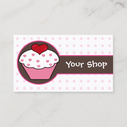 かわいいピンクのカップケーキビジネスカード 名刺 (正面)