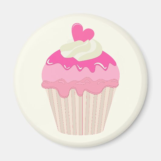 かわいいピンクのカップケーキマグネット マグネット (正面)