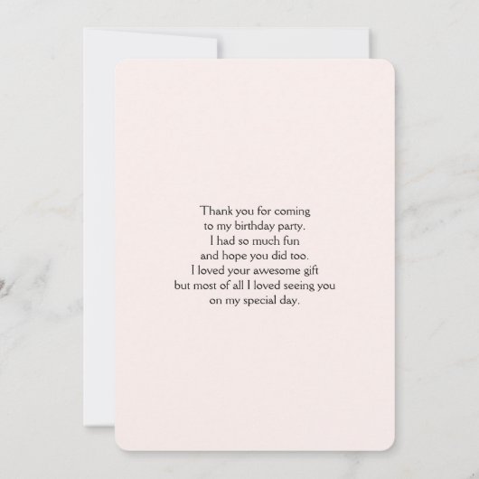 かわいいピンクのカップケーキユニコーンとバラありがとう サンキューカード (裏面)