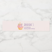 かわいいピンクのカップケーキユニコーンとバラパーティー ペットボトルラベル (シングルラベル)
