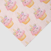 かわいいピンクのカップケーキユニコーンとバラ柄 薄葉紙 (詳細)