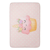 かわいいピンクのカップケーキユニコーンとバラ バスマット (正面縦)