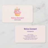 かわいいピンクのカップケーキユニコーンとバラ 名刺 (正面/裏面)