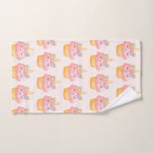 かわいいピンクのカップケーキユニコーンバラ パターン(の模様が)ある バスタオルセット (ハンドタオル)