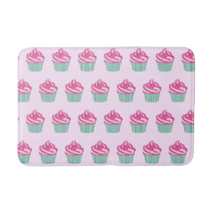 かわいいピンクのカップケーキ柄 パステルピンク バスマット