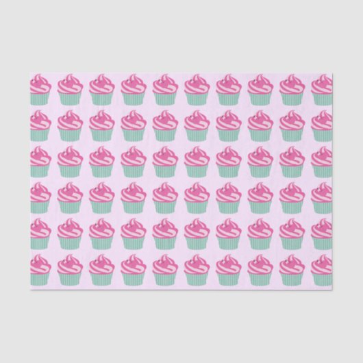 かわいいピンクのカップケーキ柄 薄葉紙 (正面)
