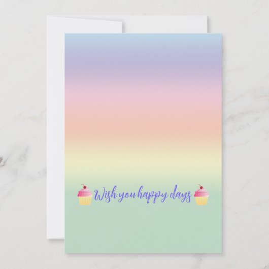 かわいいピンクのカップケーキ誕生日カード 招待状 (裏面)