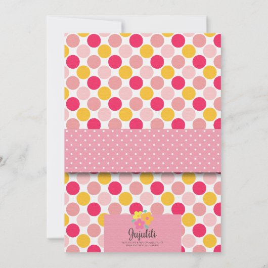 かわいいピンクのカップケーキ2点とイチゴのパーティー 招待状 (裏面)