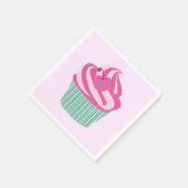 かわいいピンクのカップケーキ パステルピンク スタンダードカクテルナプキン (角)