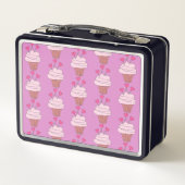 かわいいピンクのカップケーキ メタルランチボックス (裏面)